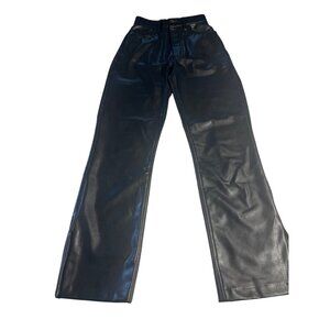 Abercrombie & Fitch Black Vegan Leather 90s Straight High Rise 23 Curve Love